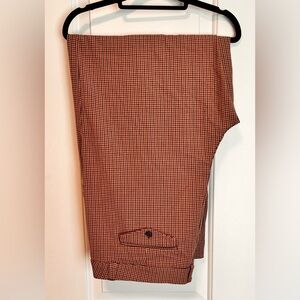 a new day- Red micro-plaid wide leg trousers